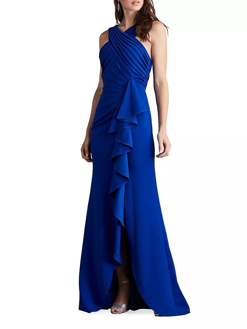 Womens Asymmetric Crp Ruffle Gown Product Image