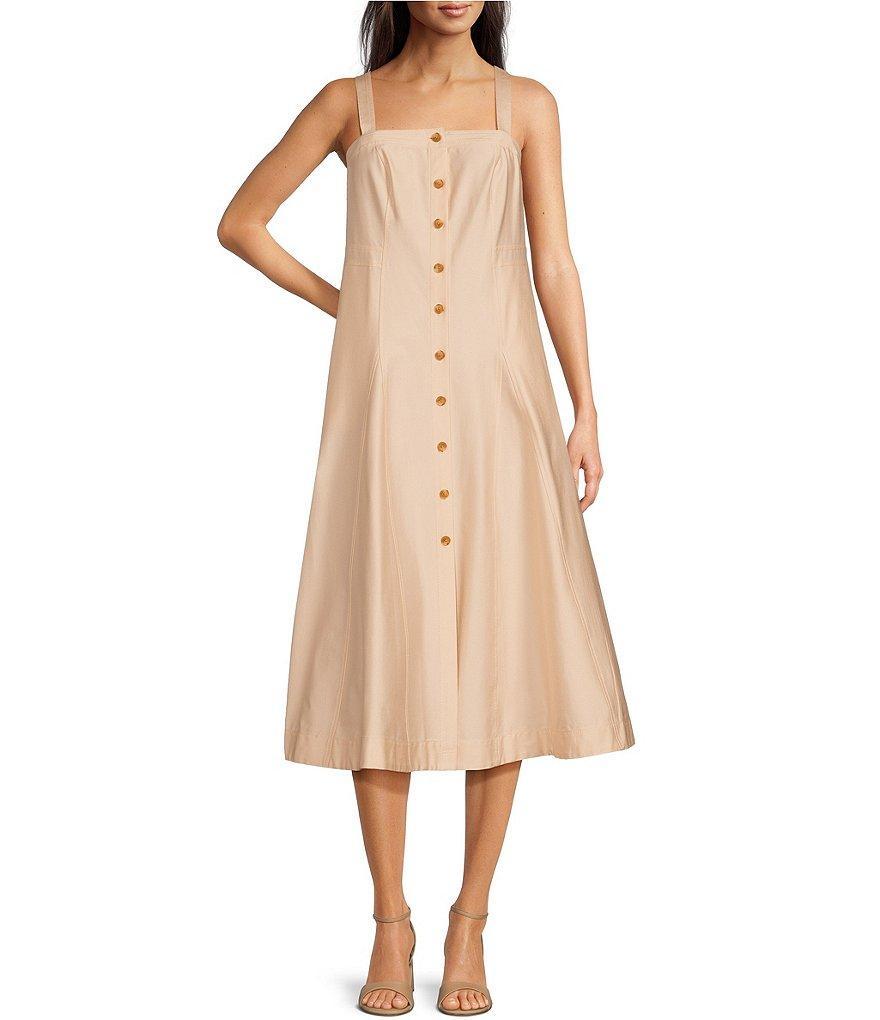 Calvin Klein Sleeveless Strapless Button Front Midi Dress Product Image