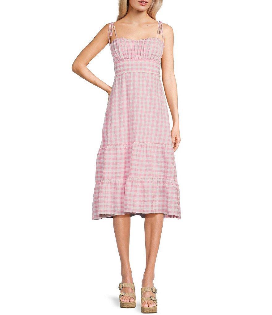 Xtraordinary Sleeveless Checkered Tiered Midi Dress product image