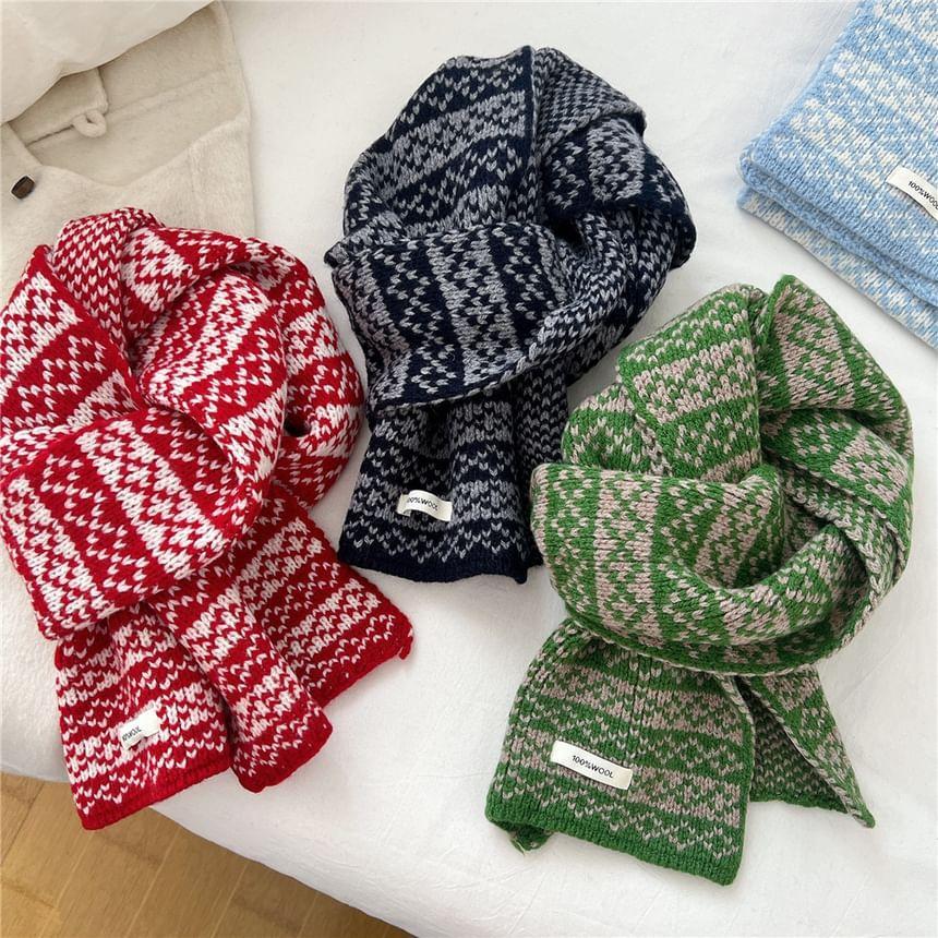 Two Tone Patterned Knit Scarf product image