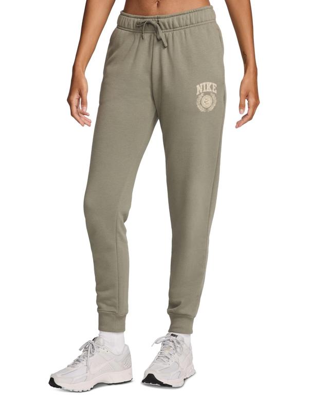 Womens Nike Club Fleece Varsity Pants Oatmeal Grey Product Image