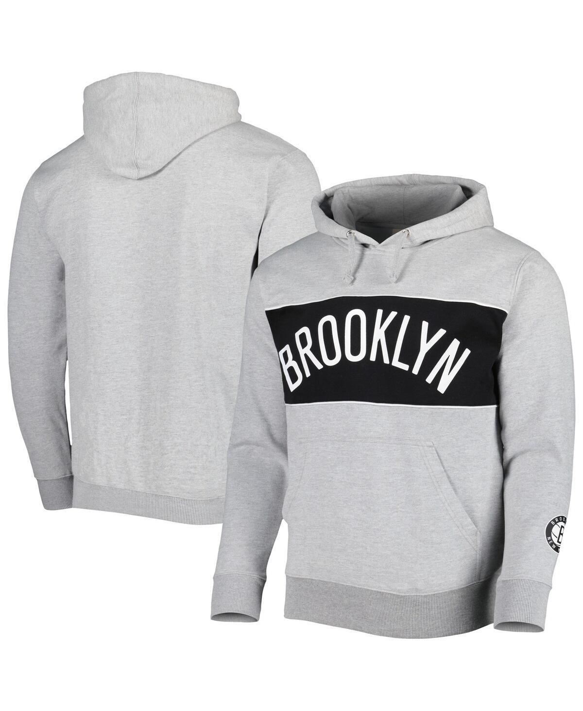 Mens Fanatics Branded Heather Gray Brooklyn Nets Wordmark French Terry Pullover Hoodie Product Image