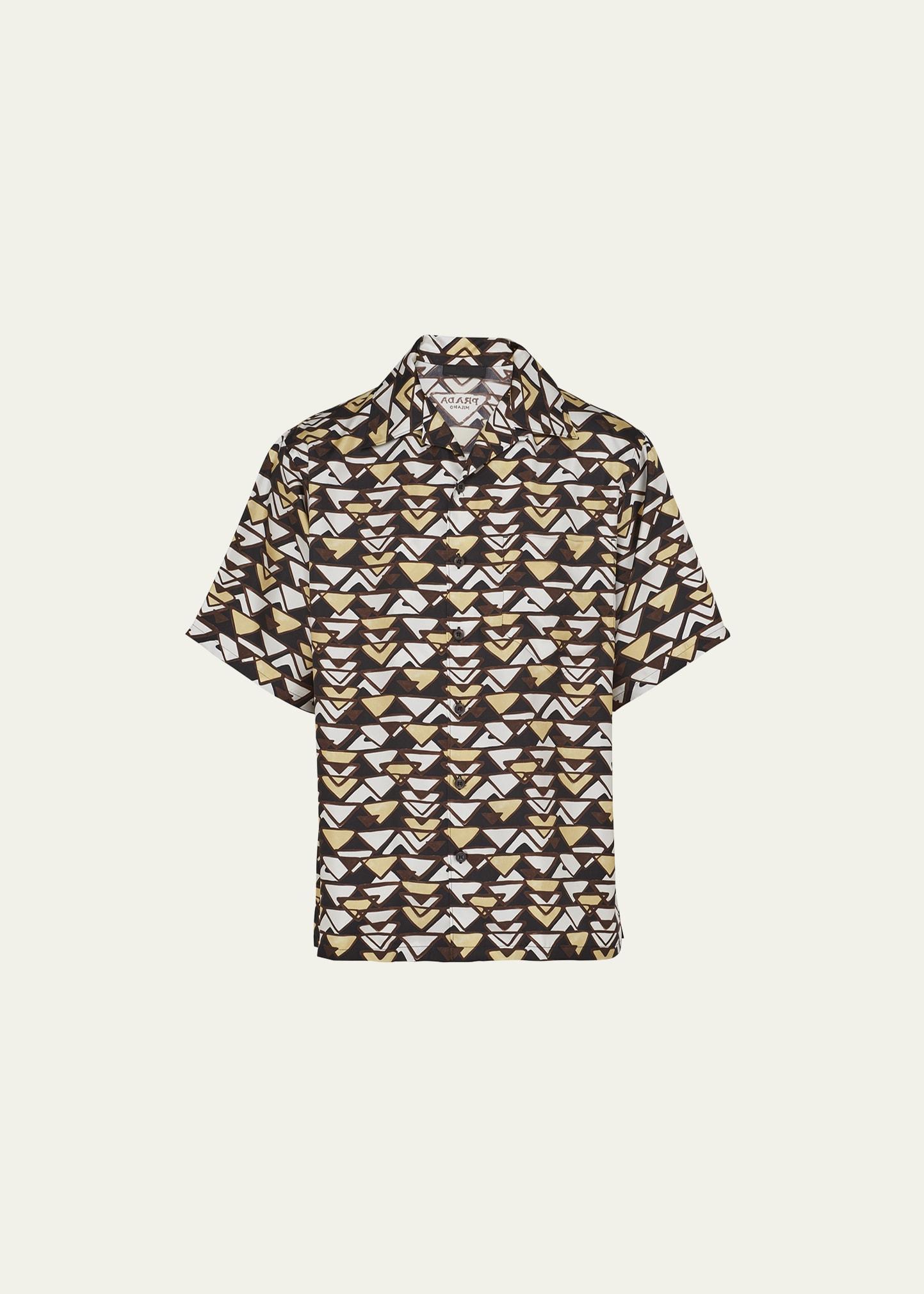 Mens Silk Geo-Print Camp Shirt Product Image