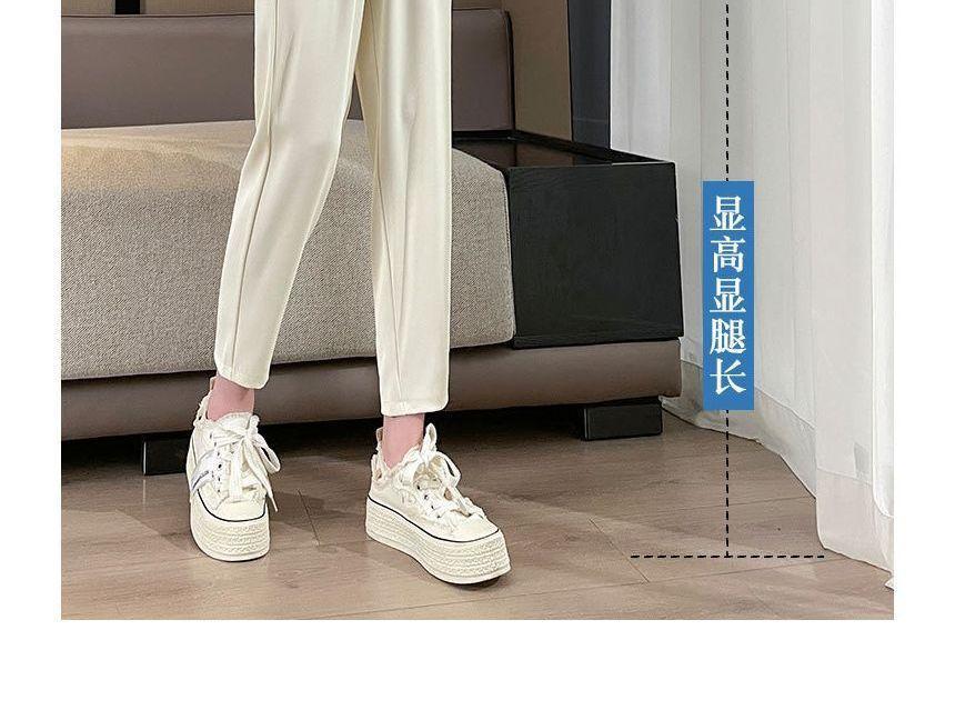 Elastic Waist Plain Cropped Tapered Pants Product Image