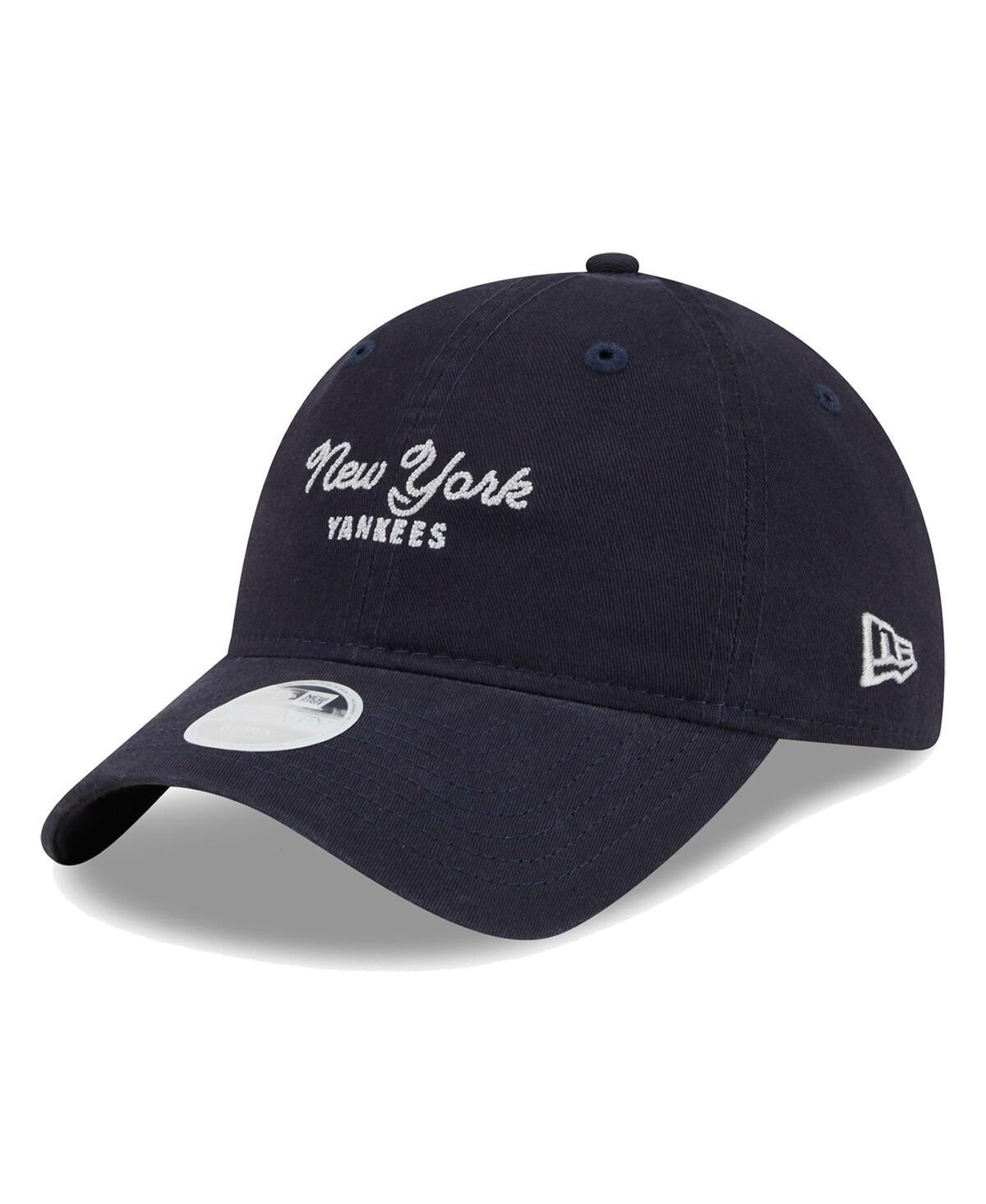 Womens New Era New York Yankees Script 9TWENTY Adjustable Hat, Blue Product Image