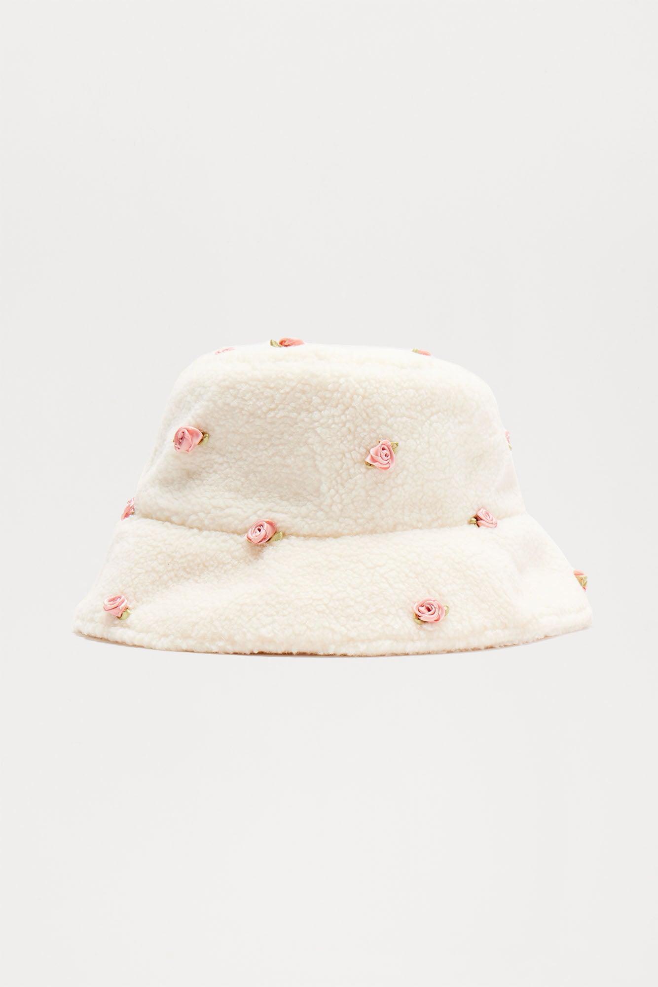 Pink Rose Bucket Hat - White/Pink Product Image