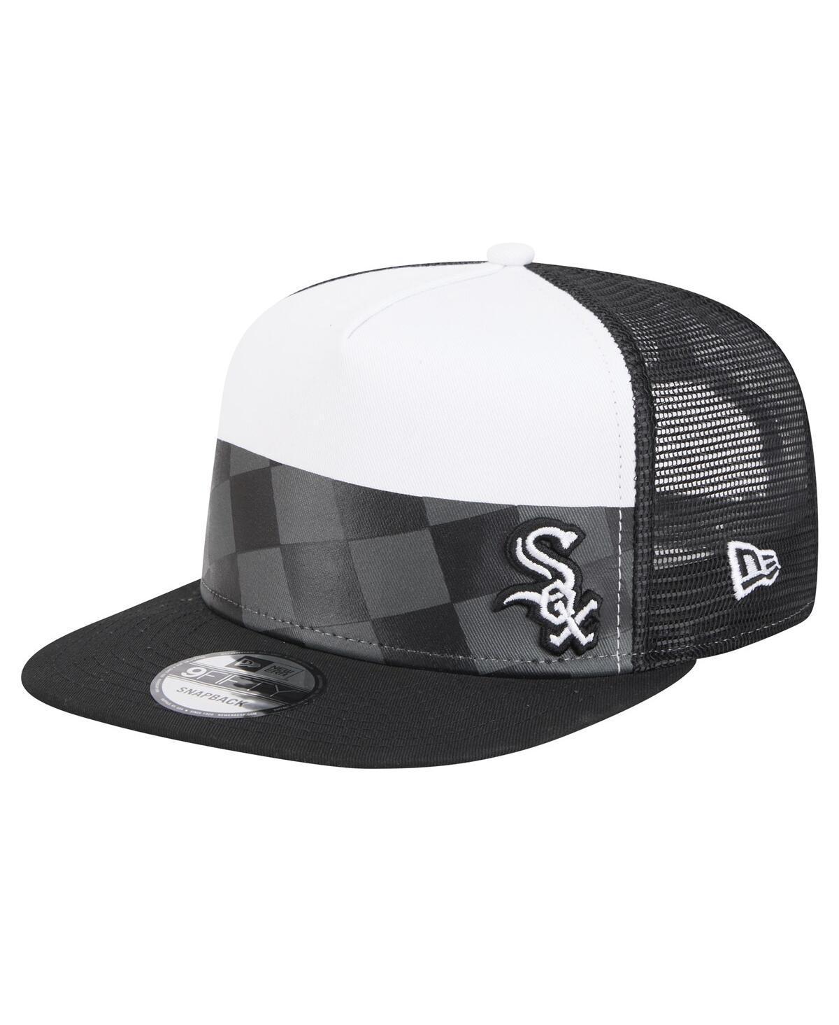 New Era Mens Black Chicago White Sox Checkmate Trucker 9FIFTY Snapback Hat Product Image