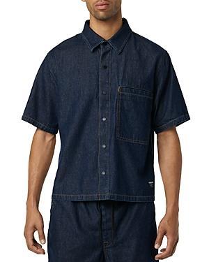 Hudson Denim Short Sleeve Button Front Crop Shirt Product Image