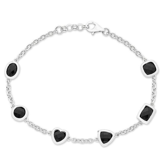 Sterling Silver & Onyx Bracelet, Womens Product Image