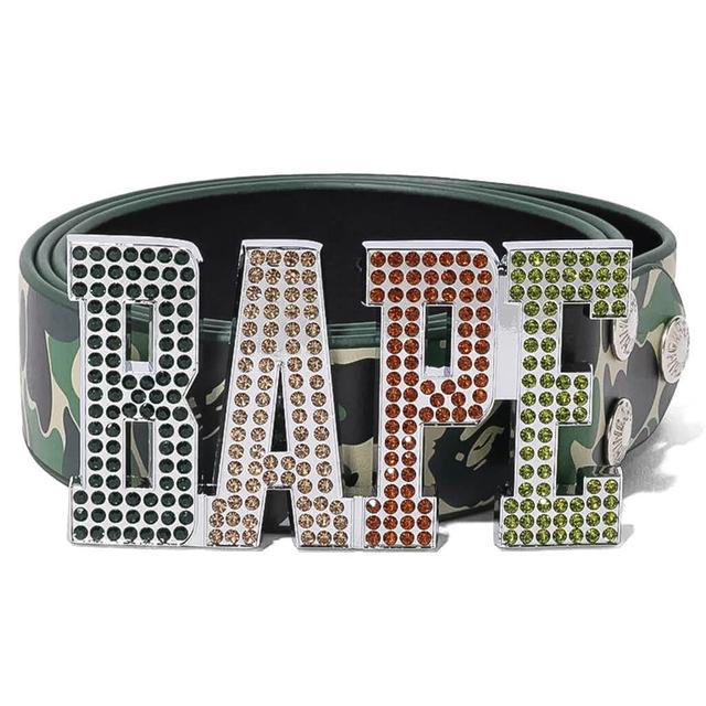 Abc Camo Bape Leather Belt - Green Male Product Image