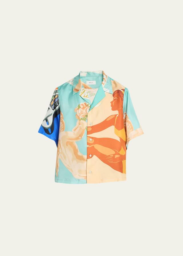 Mens Printed Silk Button-Up Shirt Product Image