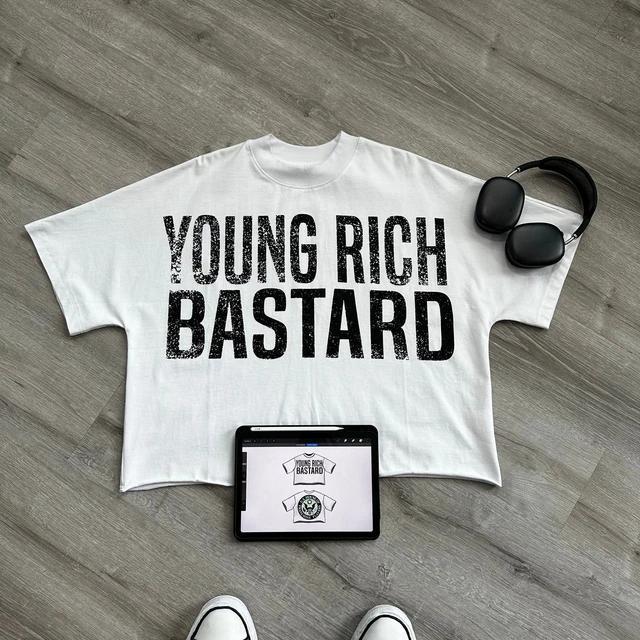 Vintage Young Rich Bastard Art Graphic Cotton T-Shirt Product Image