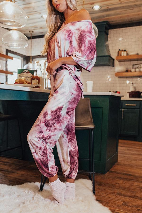 Cozy Mornings Tie Dye Joggers in Purple Product Image