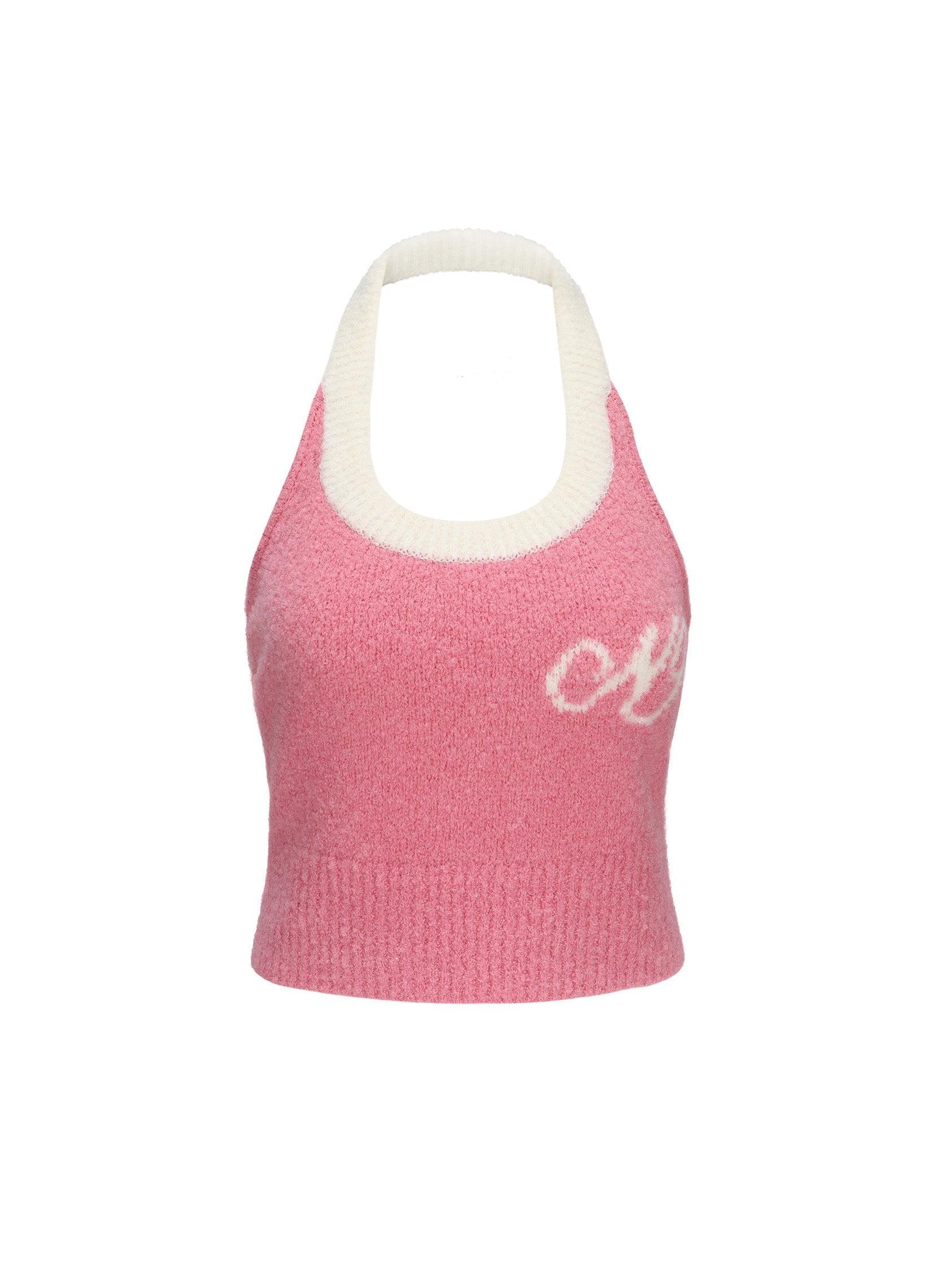 Macie Knit Halter Top (Pink) (Final Sale) Product Image