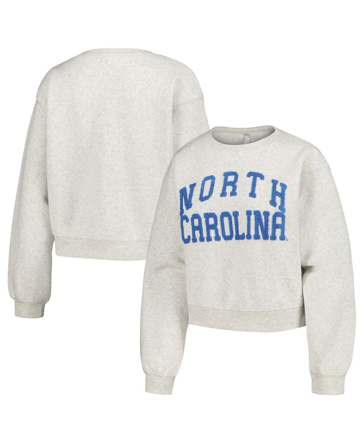 Womens ZooZatz Oatmeal North Carolina Tar Heels Core Chenille Cropped Pullover Sweatshirt Product Image