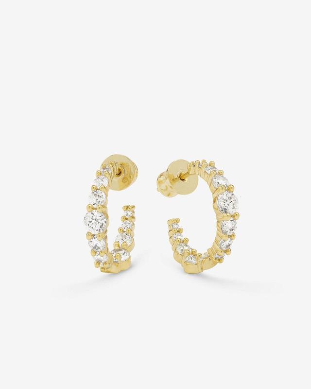 "Oh She Fancy" Graduated Hoops .75" - Gold|White Diamondettes Product Image