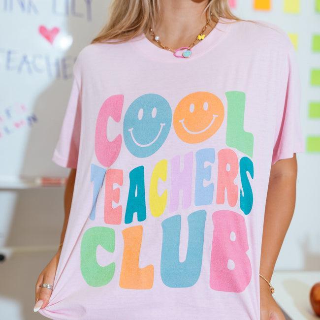 Cool Teachers Club Light Pink Oversized Graphic Tee Product Image