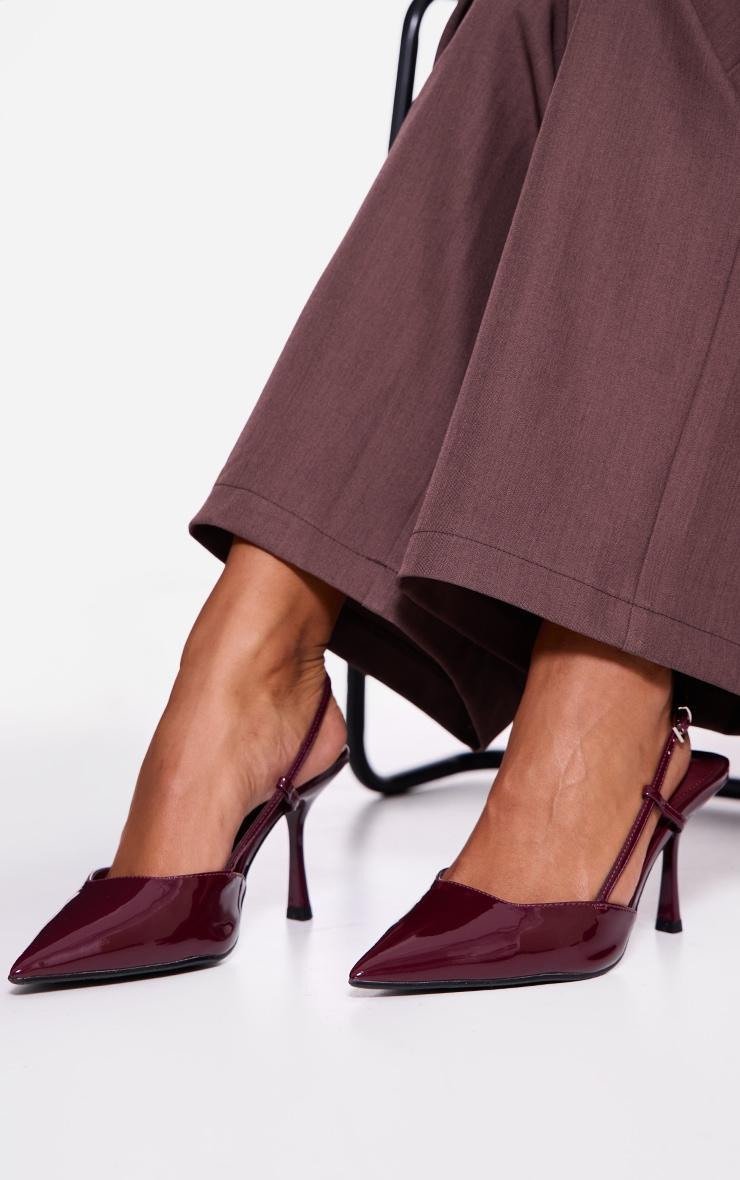 Wide Fit Burgundy PU Point Toe Court Heels Product Image