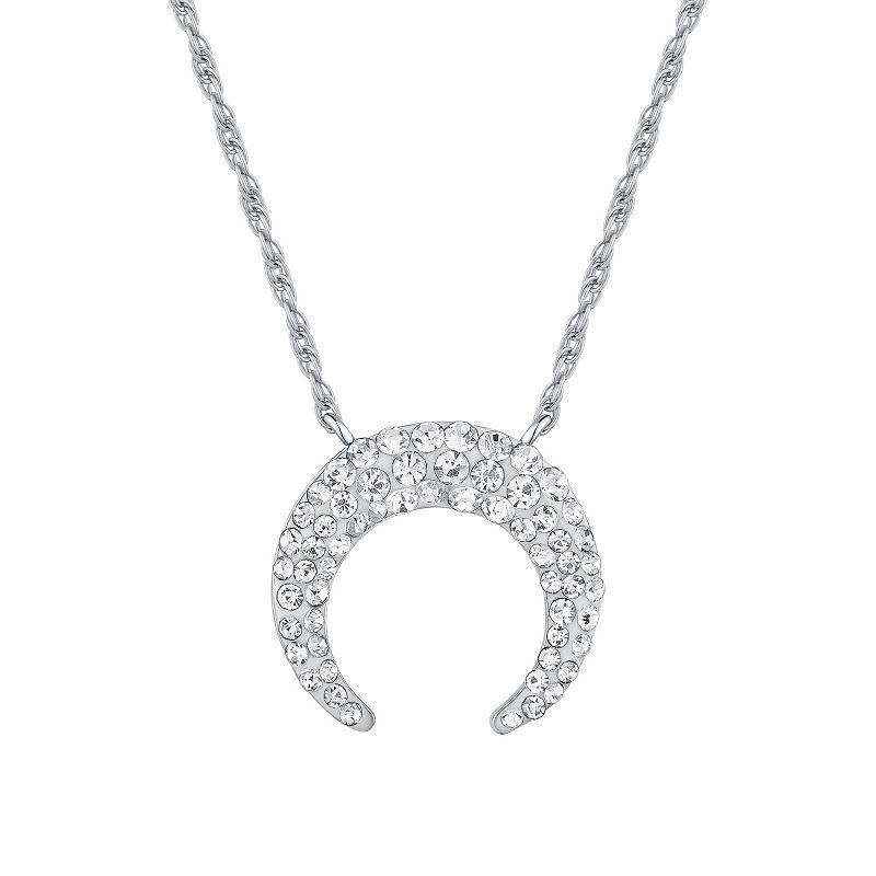 Chrystina Crystal Crescent Horn Necklace, Womens Silver Tone Product Image