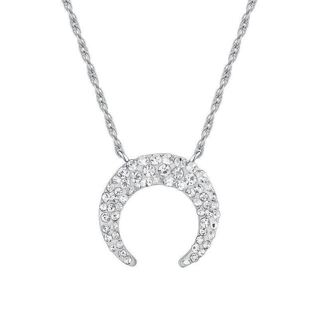 Chrystina Crystal Crescent Horn Necklace, Womens Silver Tone Product Image