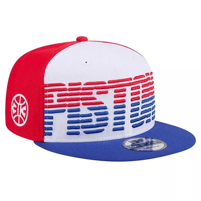 Mens New Era White/Blue Detroit Pistons Throwback Gradient Tech Font 9FIFTY Snapback Hat Product Image