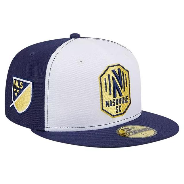 Mens New Era White/Navy Nashville SC 2024 Kick Off Collection 59FIFTY Fitted Hat Product Image