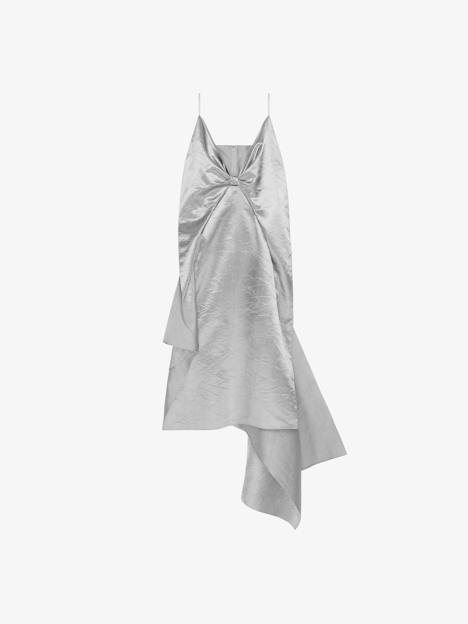 Asymmetric dress in satin with oversized bow Product Image