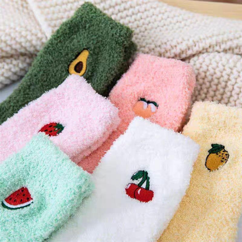 Fruit Embroidered Fleece Socks Product Image