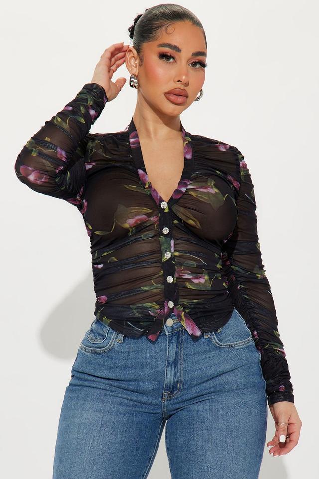 Full Of Charm Mesh Top - Black/combo Product Image