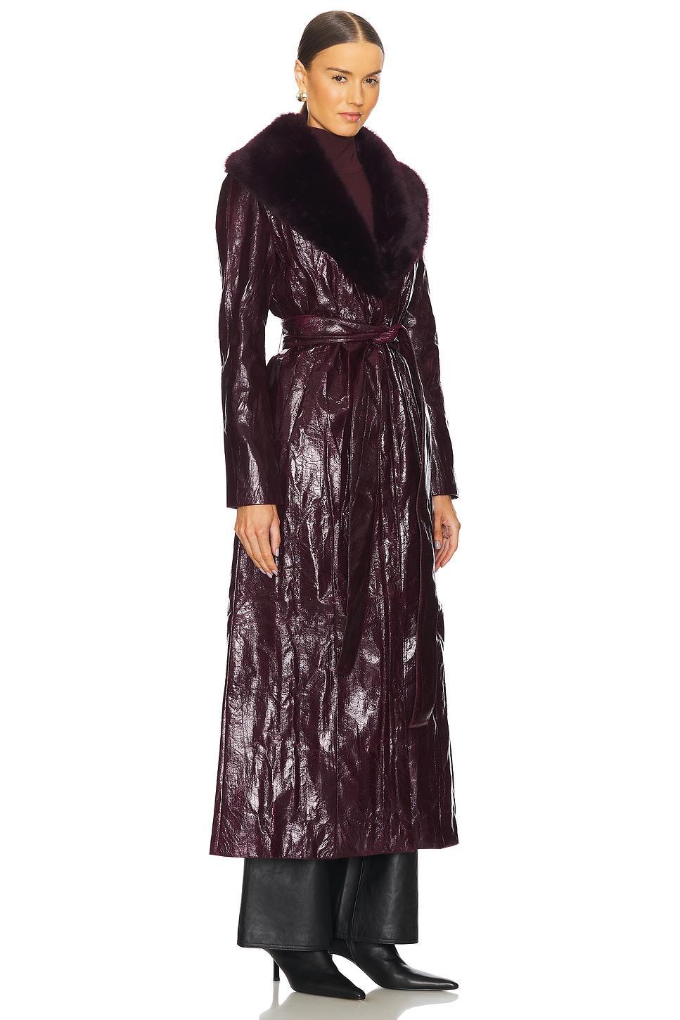 Bordeaux Faux Fur Collar Coat Kim Shui Product Image