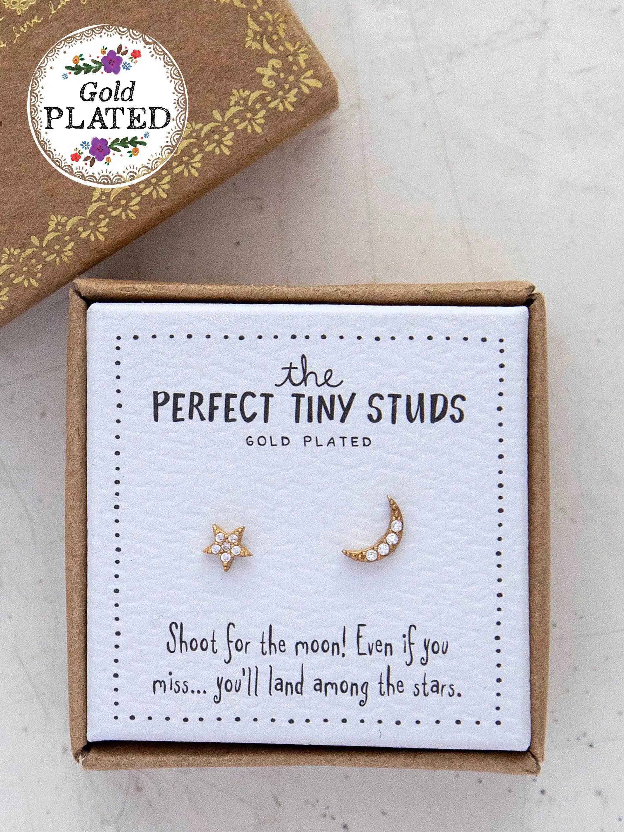 Perfect Tiny Stud Earrings - Star & Moon Product Image