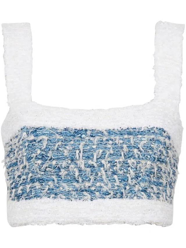 Denim Tweed Crop Top In Blue Pale,white Product Image