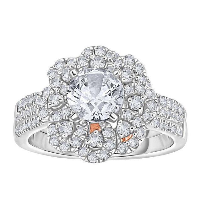 14k White Gold 1 3/4 Carat T.W. Diamond Flower Engagement Ring Set, Womens 14k Two Tone Product Image