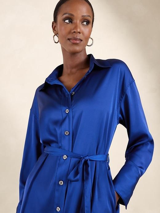 Satin Mini Shirtdress Product Image