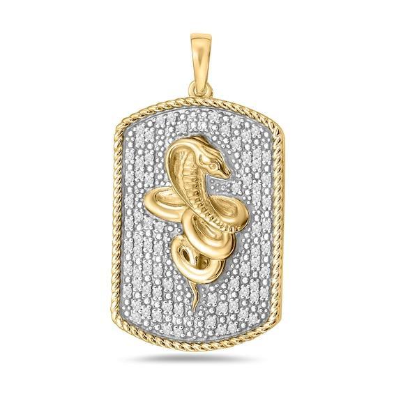 Men's 3/4 CT. T.w. Diamond Dog Tag with Cobra Necklace Charm in 10K Gold Product Image