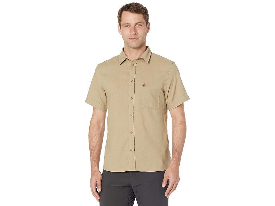 Fjallraven Ovik Travel Short Sleeve Shirt (Sand Stone) Men's Clothing Product Image