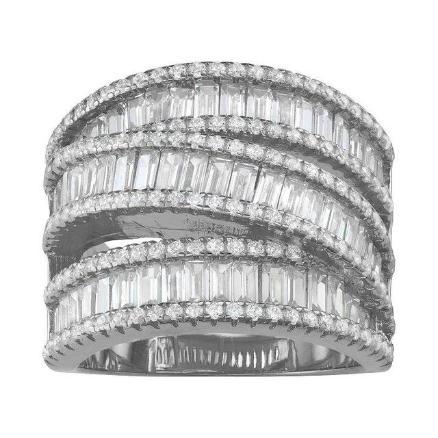 Designs by Gioelli Sterling Silver Cubic Zirconia Triple Row Wrap-Around Ring, Womens Product Image