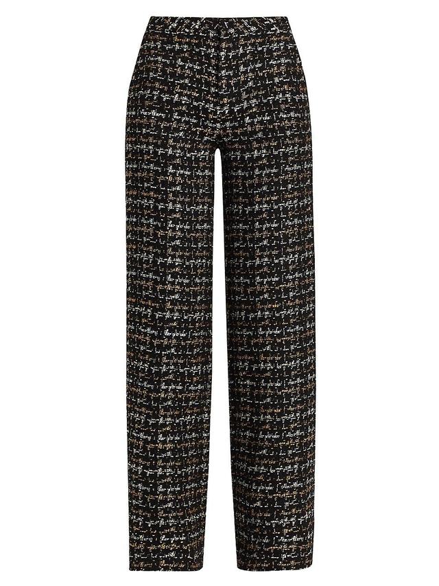 Womens Livvy Houndstooth Tweed High-Rise Straight-Leg Pants Product Image