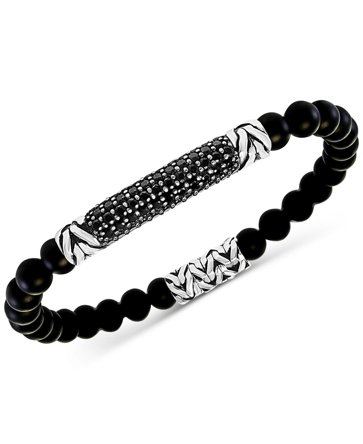 Effy Mens Onyx (6mm) Bead & Black Spinel Bracelet in Sterling Silver Product Image