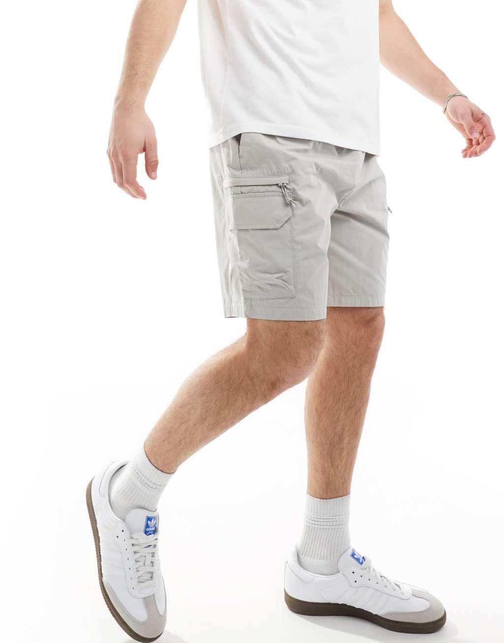 River Island cargo shorts in light stone Product Image