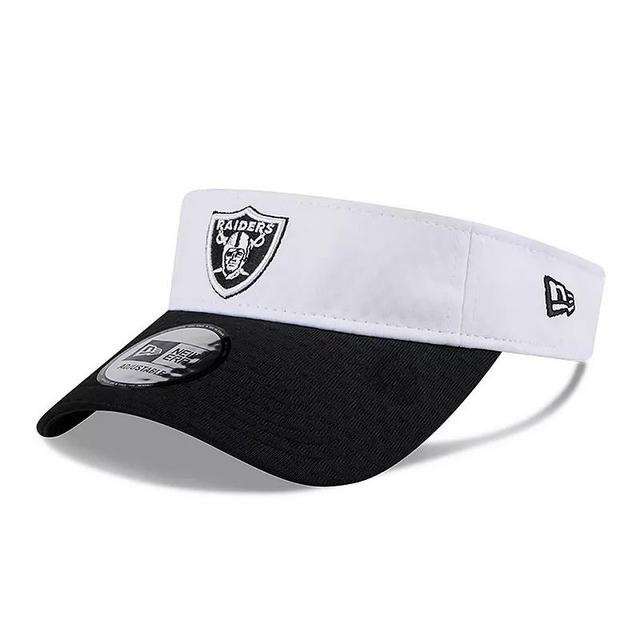 Mens New Era White/Black Las Vegas Raiders 2024 NFL Training Camp Adjustable Visor Product Image