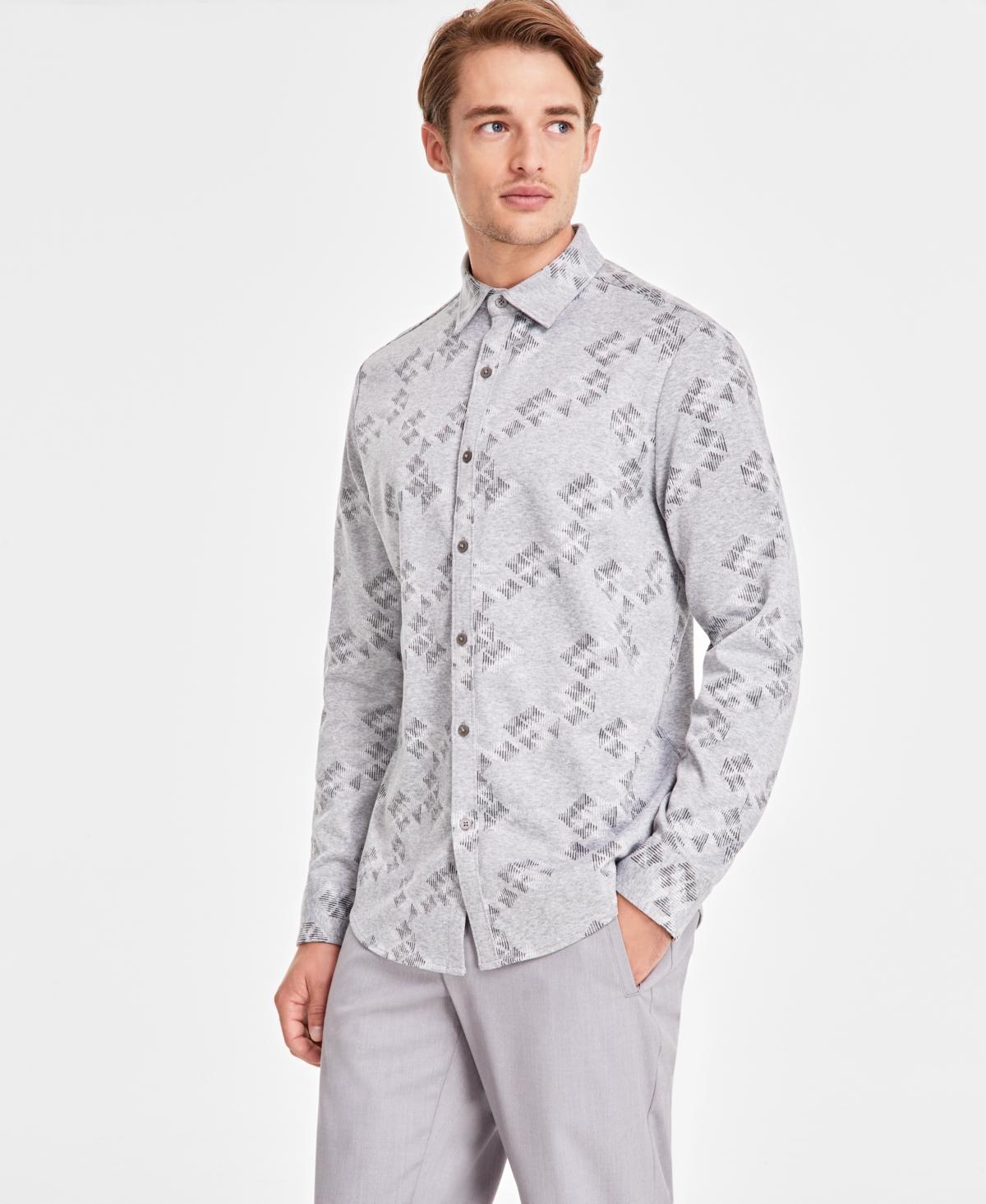 Alfani Mens Jacquard Knit Button-Down Long-Sleeve Shirt, Created for Macys Product Image