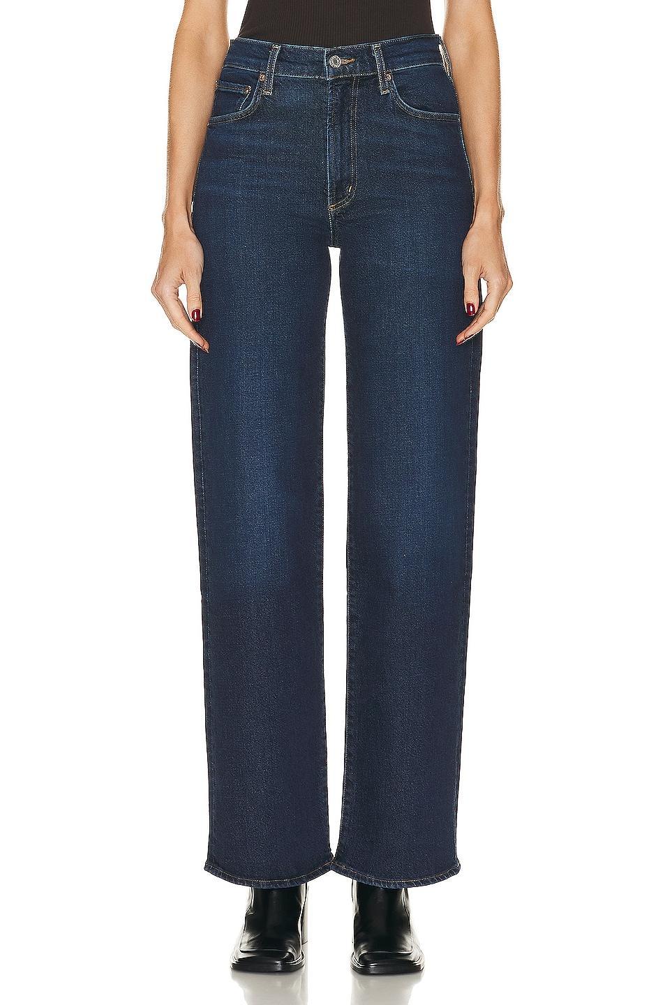 AGOLDE Harper Mid Rise Wide Straight in Denim-Dark Product Image