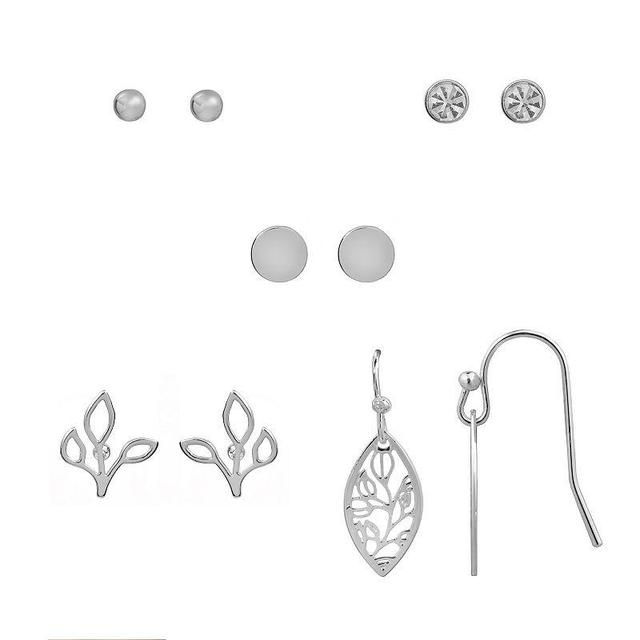 LC Lauren Conrad 5-pc. Stud & Drop Earring Set, Womens, Silver Tone Product Image