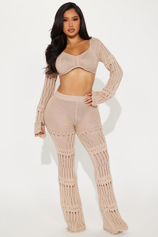 Melanie Crochet Pant Set - Taupe Product Image