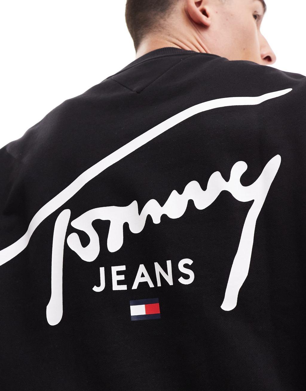 Tommy Jeans signature backprint logo sweatshirt in black Product Image