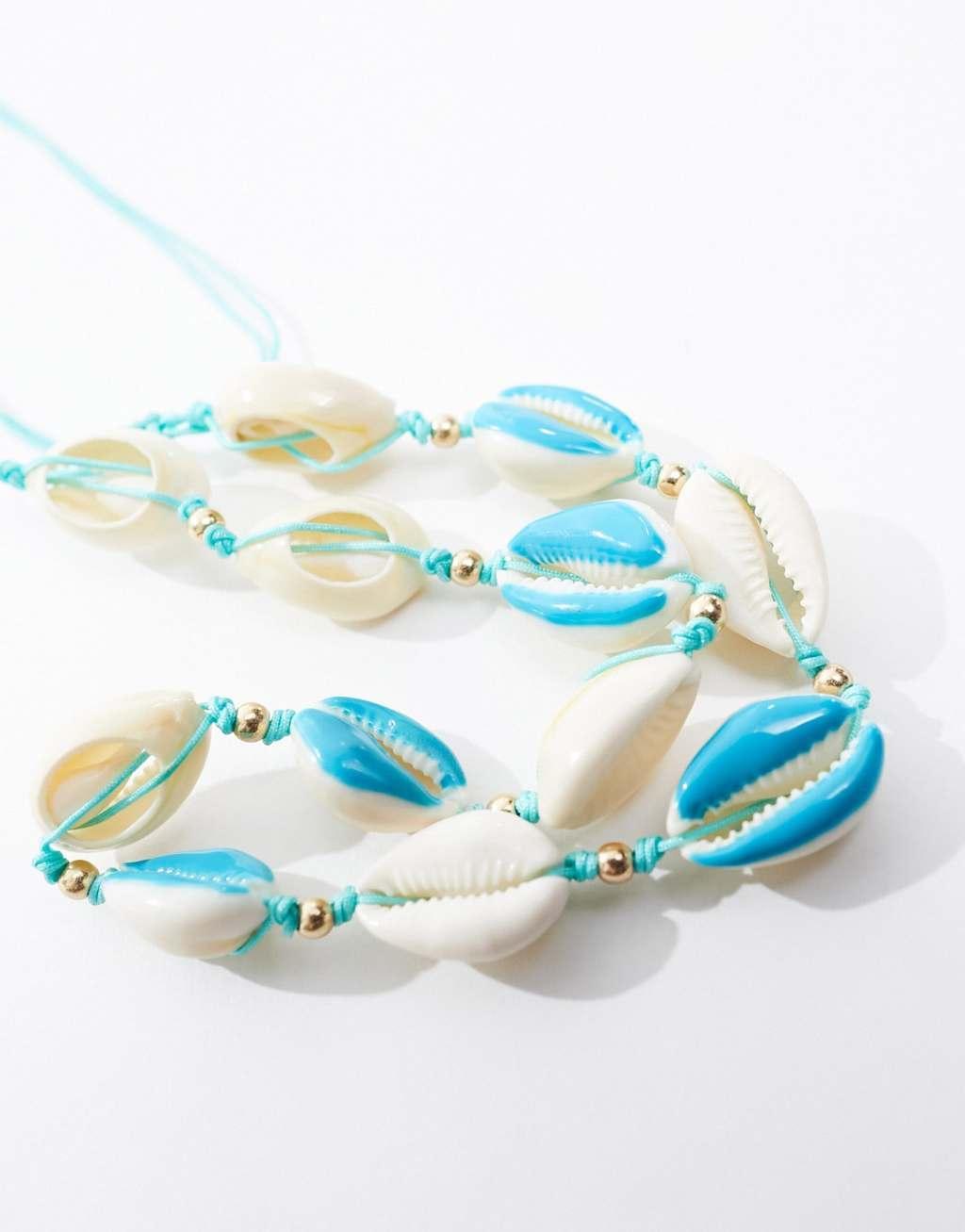 South Beach shell choker necklace in blue Product Image