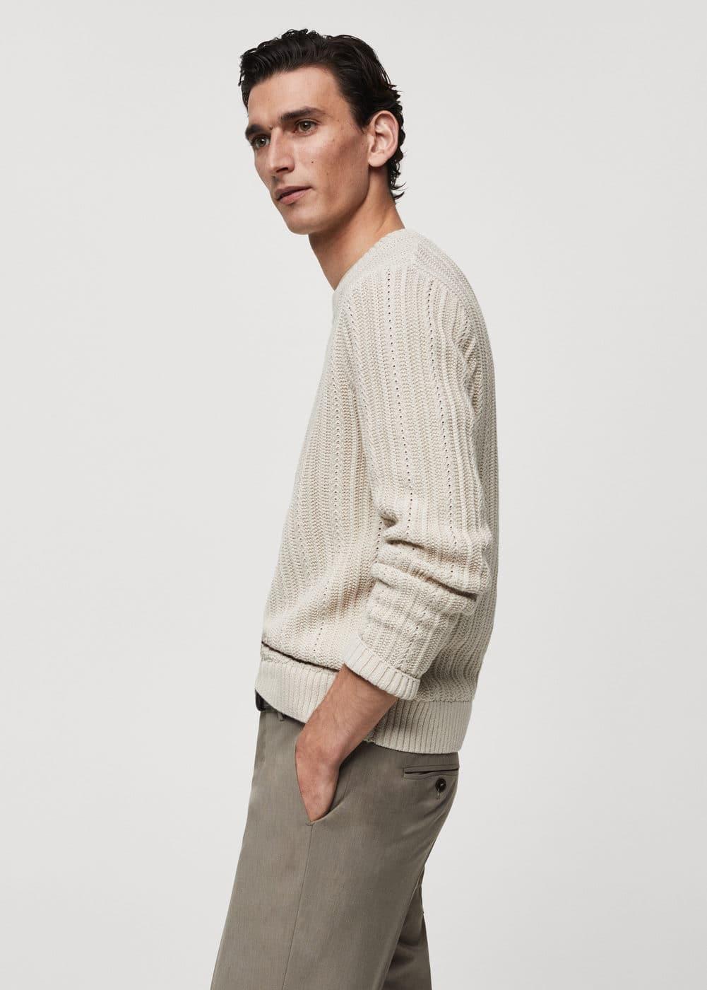 MANGO MAN - Contrasting knit sweater ice greyMen Product Image