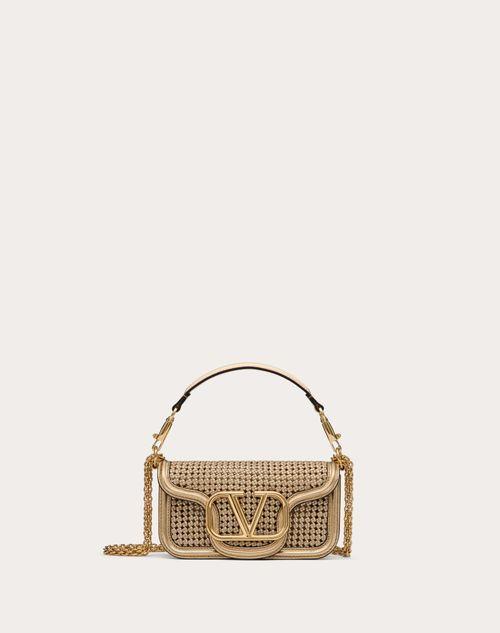 VALENTINO GARAVANI LOCÒ SMALL SHOULDER BAG IN METALLIC WOVEN LEATHER Product Image