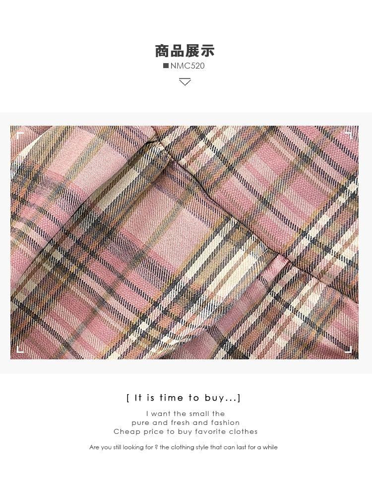 Plaid Knotted Peplum Top Product Image